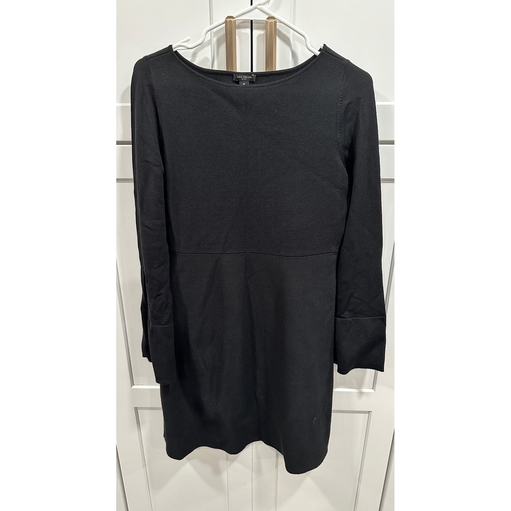 Ann Taylor Petite‎ Black Knit Boatneck Bell Sleeve Dress MP